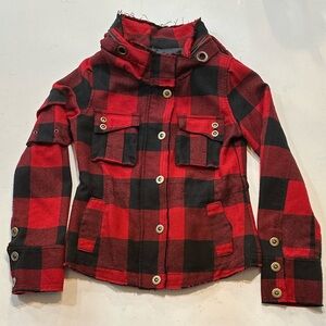 BB Dakota Red & Black Plaid Jacket - Size Medium
